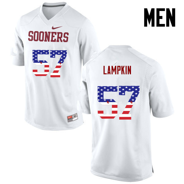 Men Oklahoma Sooners #57 DuVonta Lampkin College Football USA Flag Fashion Jerseys-White